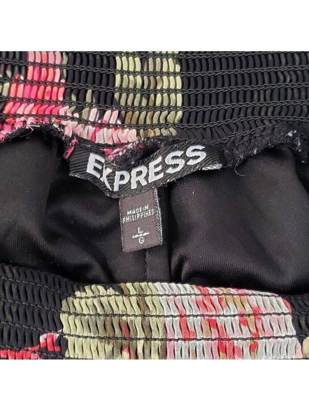 Express Floral & Snakeskin Print Smocked Mini Skirt Set | Size Large - Picture 4 of 9